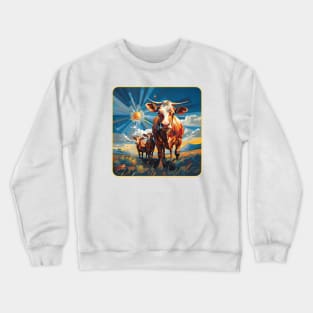 Fancy Cows Painting Crewneck Sweatshirt